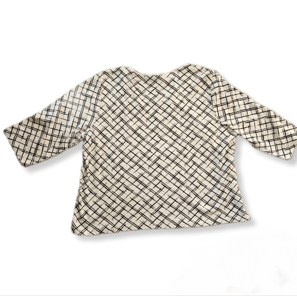 Karen Scott 3/4 sleeve plus size off white & black criss-cross pattern 2X W-669 - Picture 2 of 5